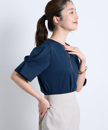 褶袖設計 針織上衣