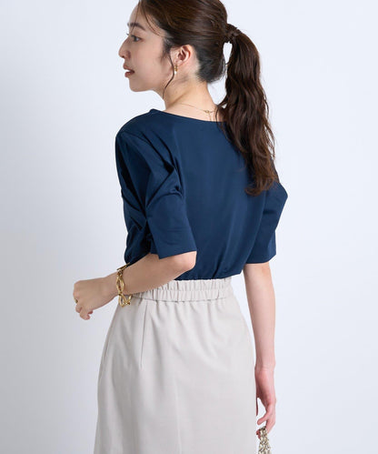 褶袖設計 針織上衣