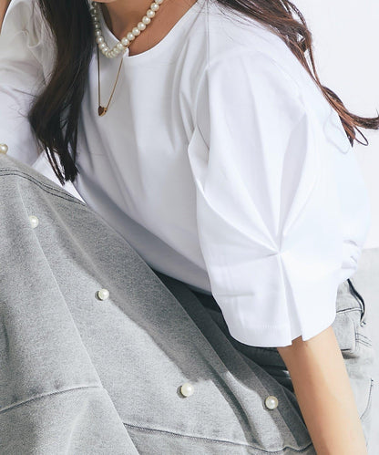 褶袖設計 針織上衣