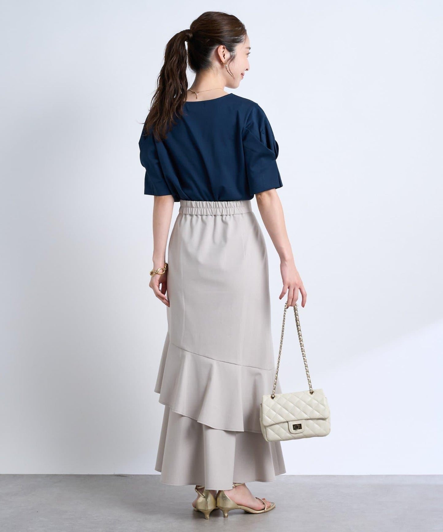 褶袖設計 針織上衣