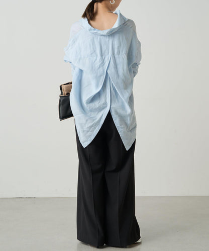 Loungedress 亞麻後繫帶襯衫