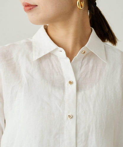 Loungedress 亞麻後繫帶襯衫