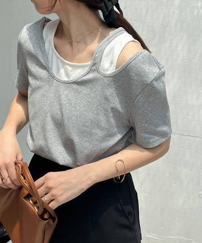 CAPRICIEUX LE'MAGE 拼接不對稱領 T恤