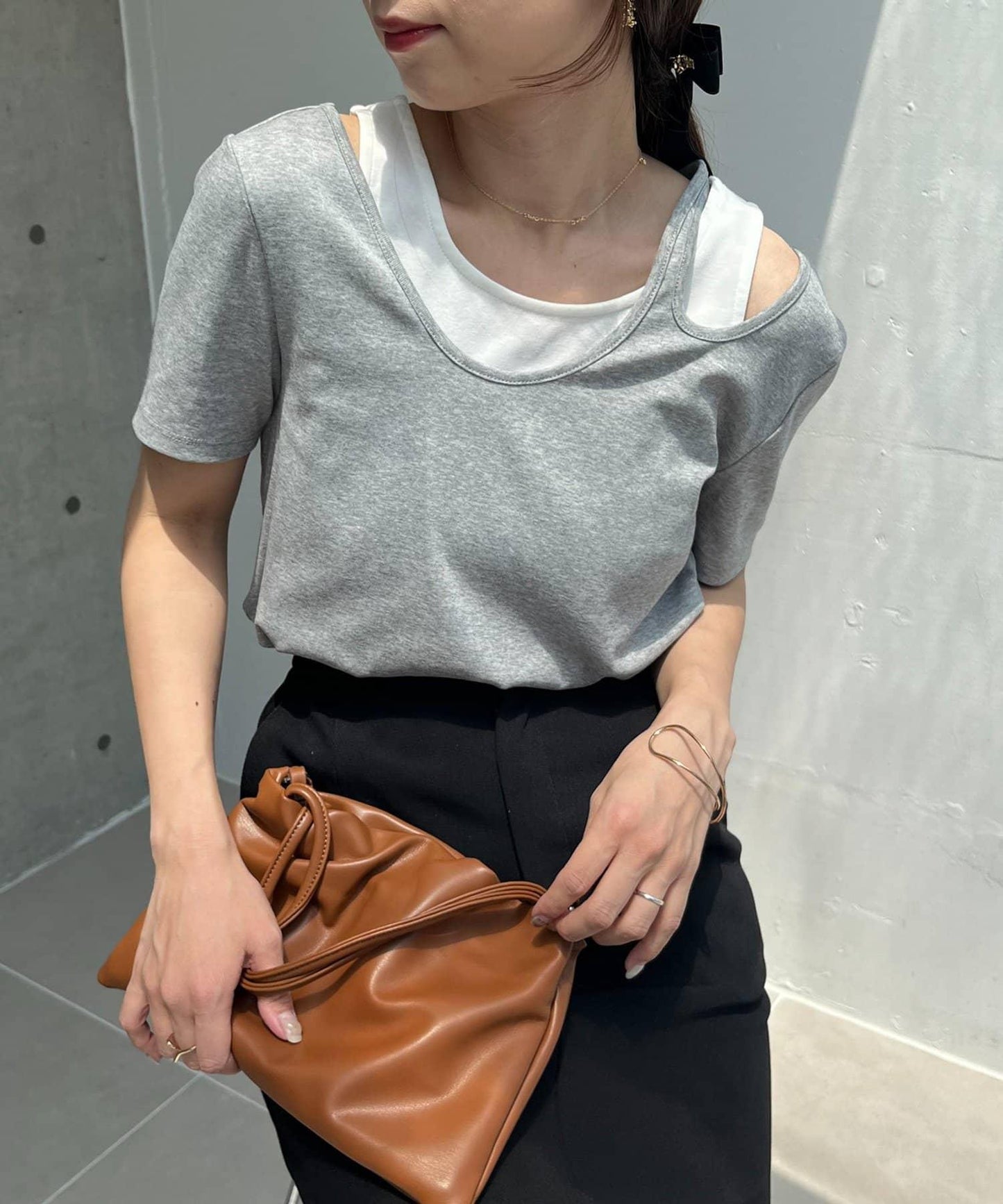 CAPRICIEUX LE'MAGE 拼接不對稱領 T恤