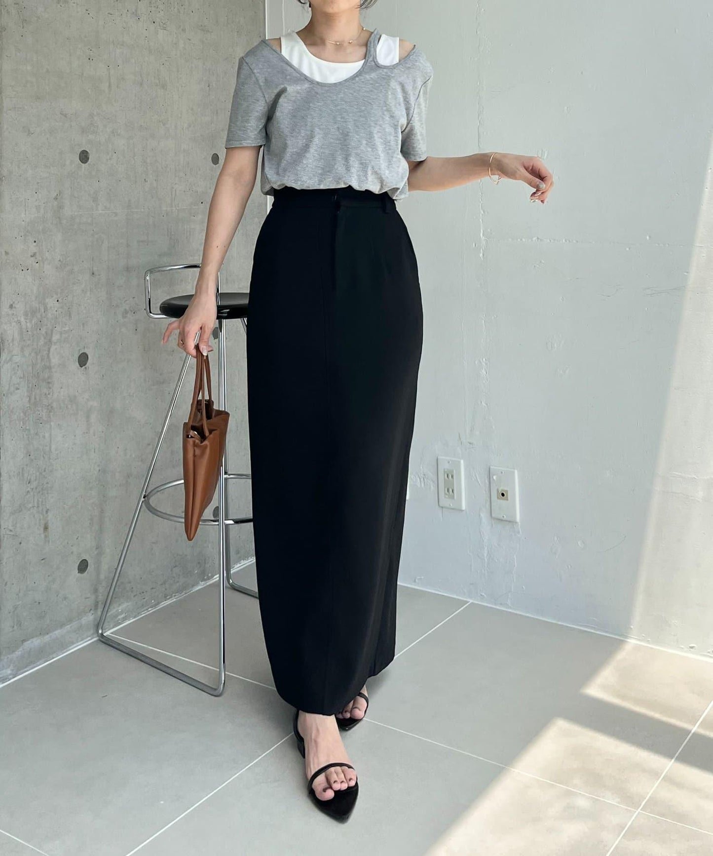 CAPRICIEUX LE'MAGE 拼接不對稱領 T恤