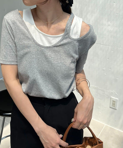 CAPRICIEUX LE'MAGE 拼接不對稱領 T恤