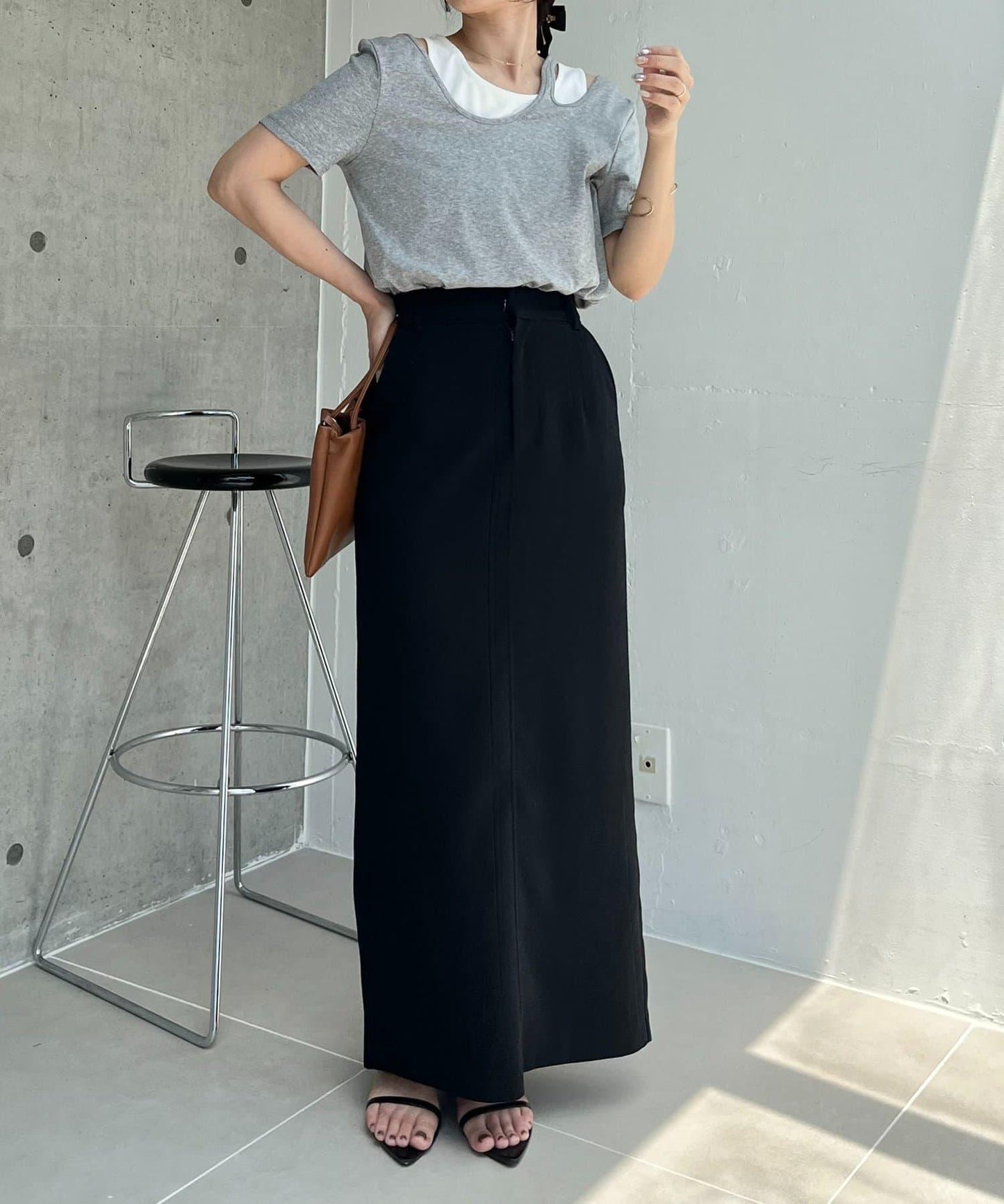 CAPRICIEUX LE'MAGE 拼接不對稱領 T恤