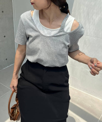 CAPRICIEUX LE'MAGE 拼接不對稱領 T恤