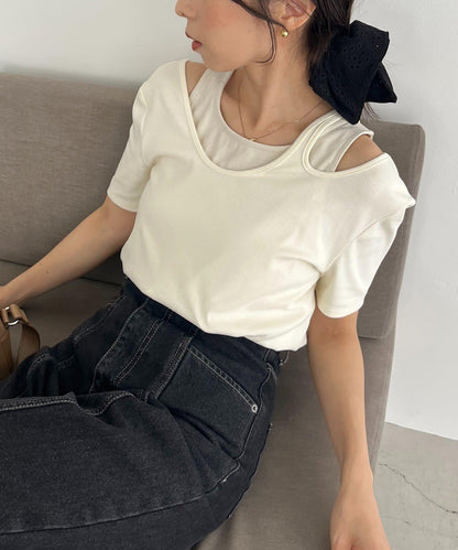 CAPRICIEUX LE'MAGE 拼接不對稱領 T恤