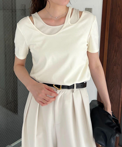 CAPRICIEUX LE'MAGE 拼接不對稱領 T恤