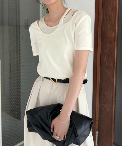 CAPRICIEUX LE'MAGE 拼接不對稱領 T恤