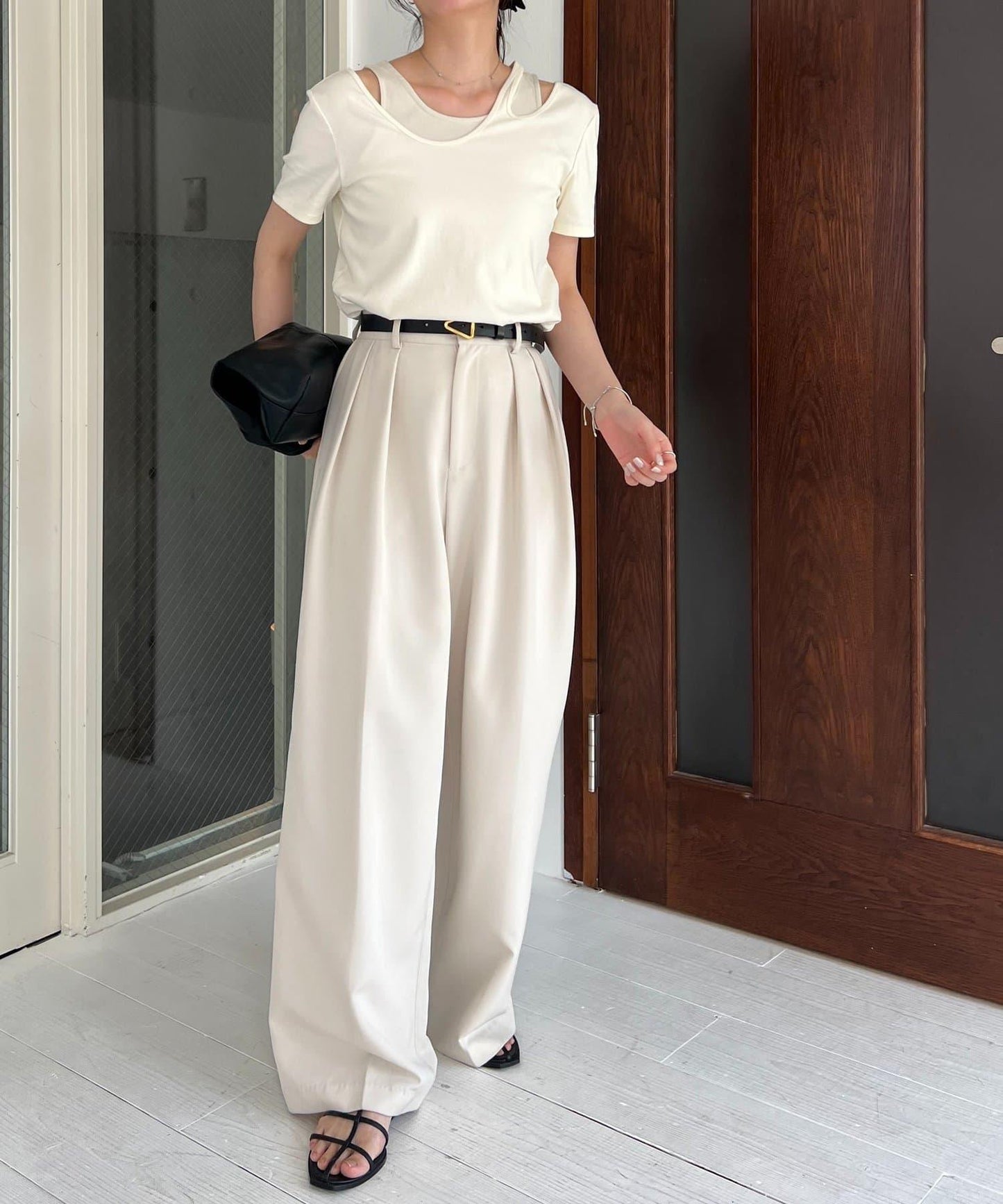 CAPRICIEUX LE'MAGE 拼接不對稱領 T恤