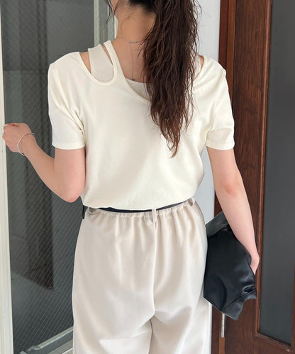 CAPRICIEUX LE'MAGE 拼接不對稱領 T恤