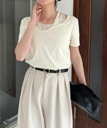 CAPRICIEUX LE'MAGE 拼接不對稱領 T恤