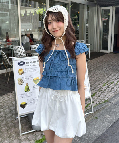 mline 法式抽褶女襯衫