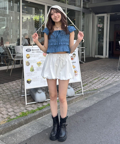 mline 法式抽褶女襯衫