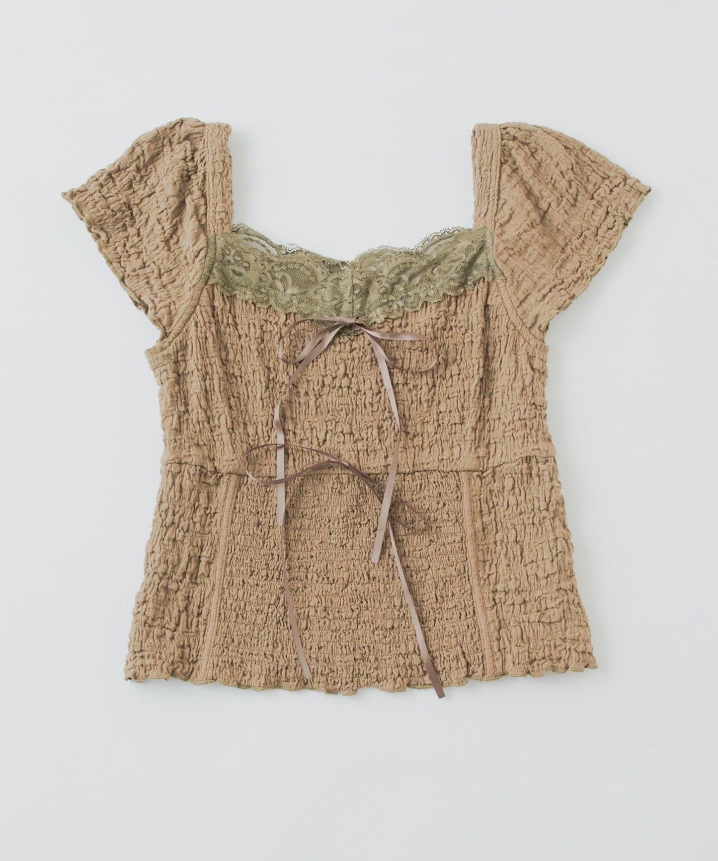 mline 蕾絲抽褶 法式設計 T恤