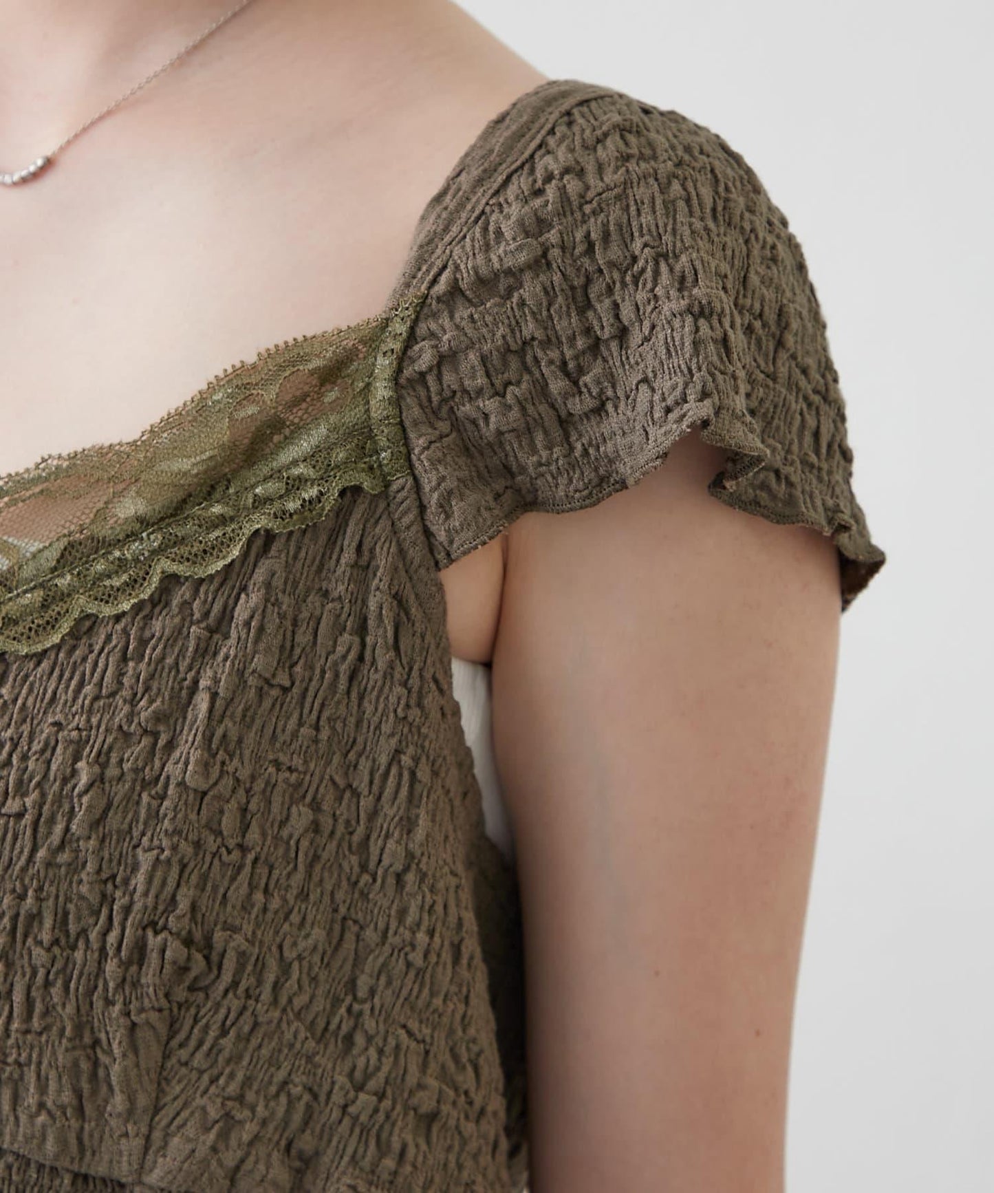 mline 蕾絲抽褶 法式設計 T恤