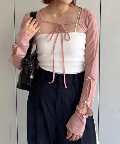 mline 短款蝴蝶結設計 針織開衫