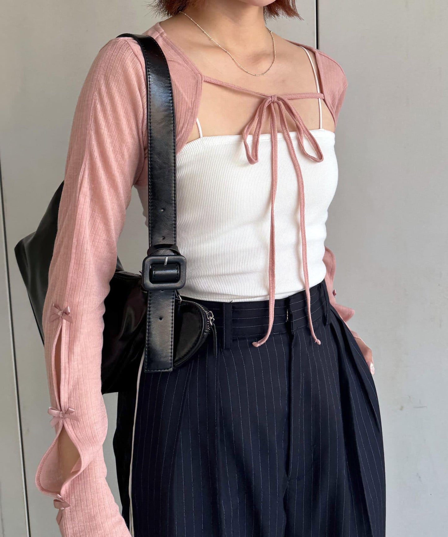 mline 短款蝴蝶結設計 針織開衫