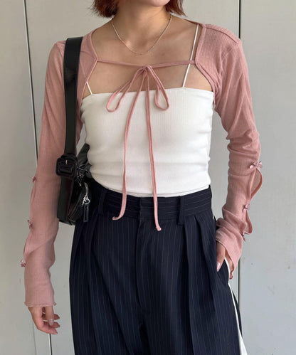 mline 短款蝴蝶結設計 針織開衫