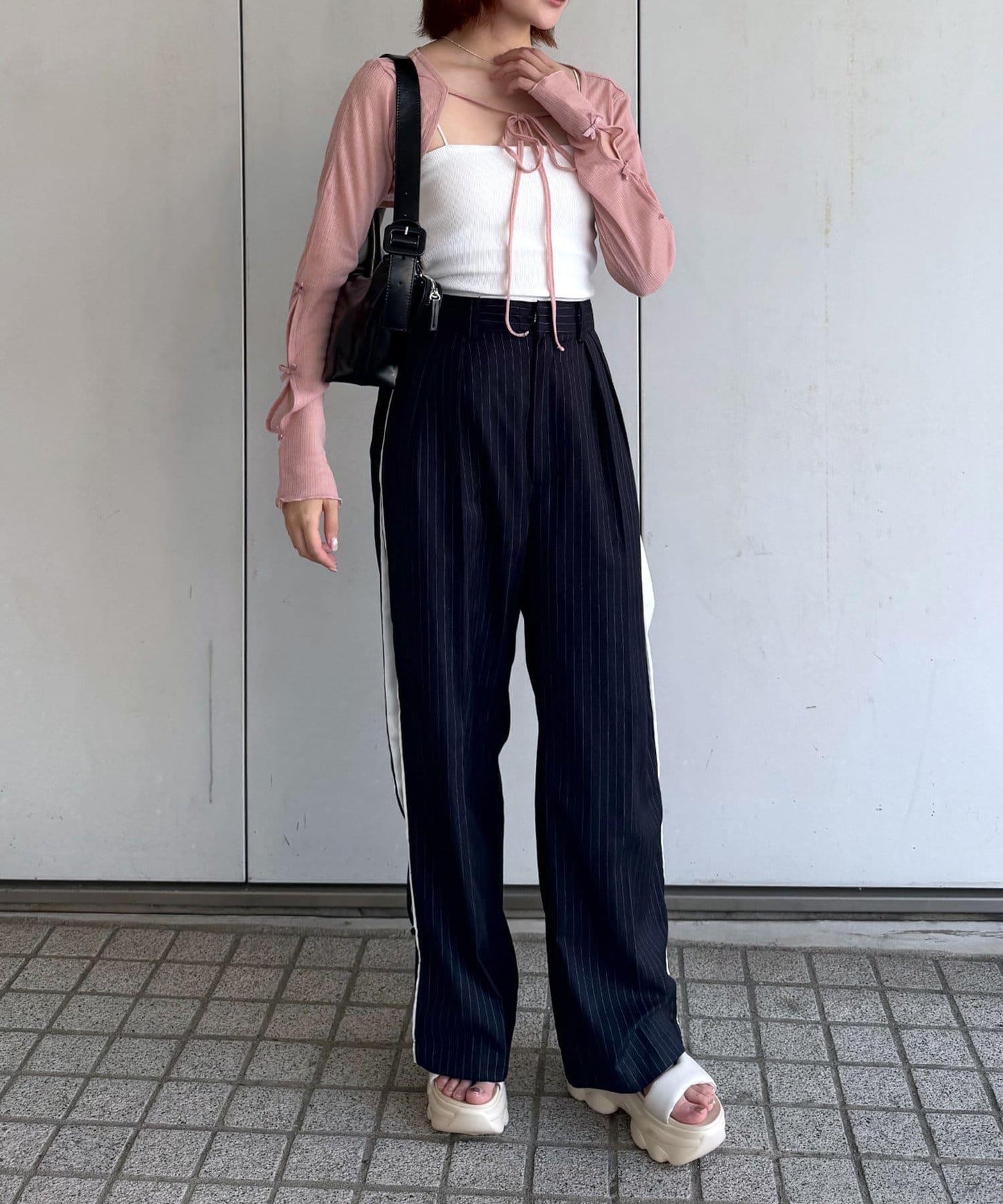 mline 短款蝴蝶結設計 針織開衫