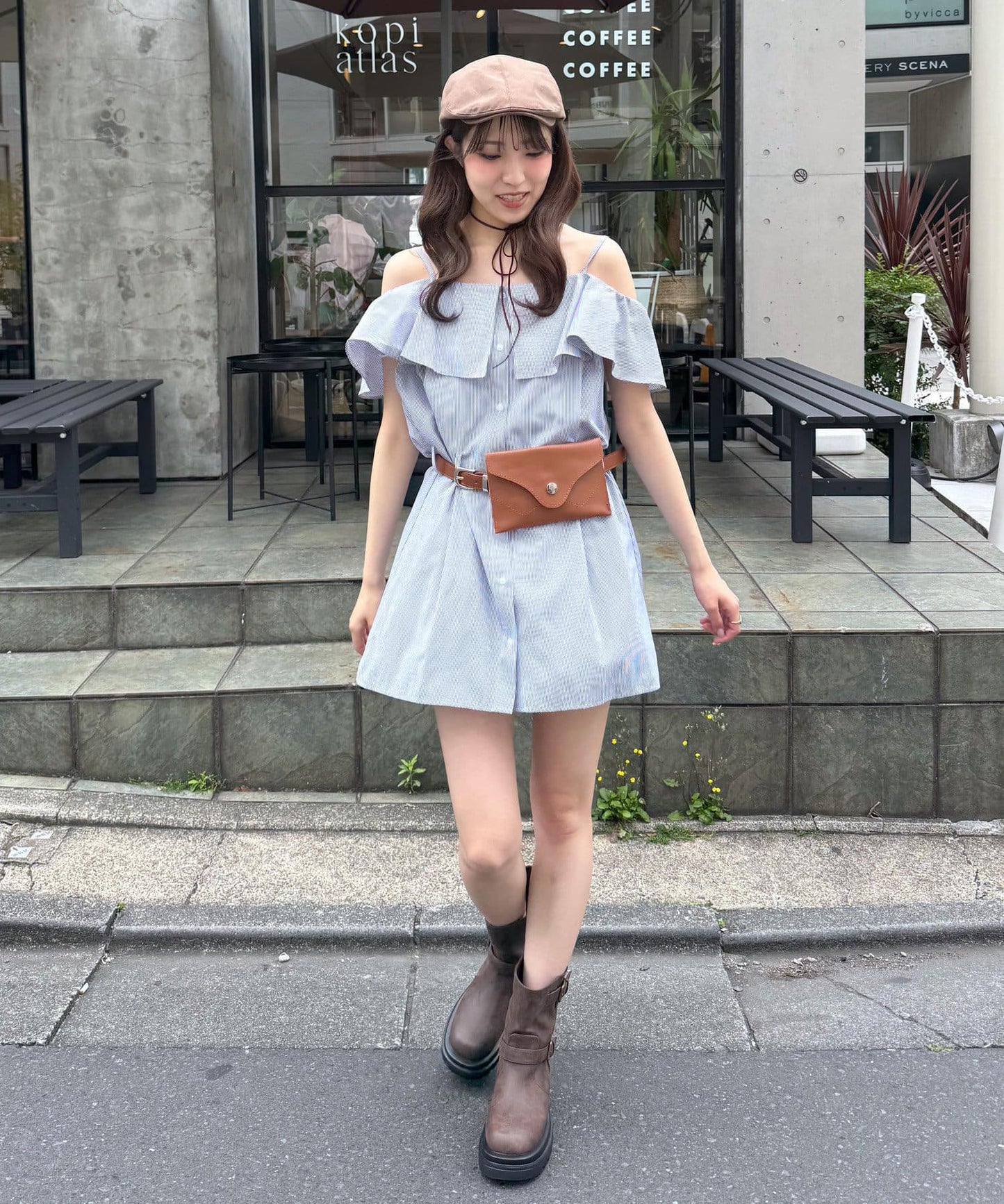 mline 露肩襯衫風 迷你連衣裙