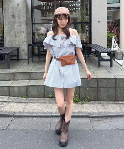 mline 露肩襯衫風 迷你連衣裙
