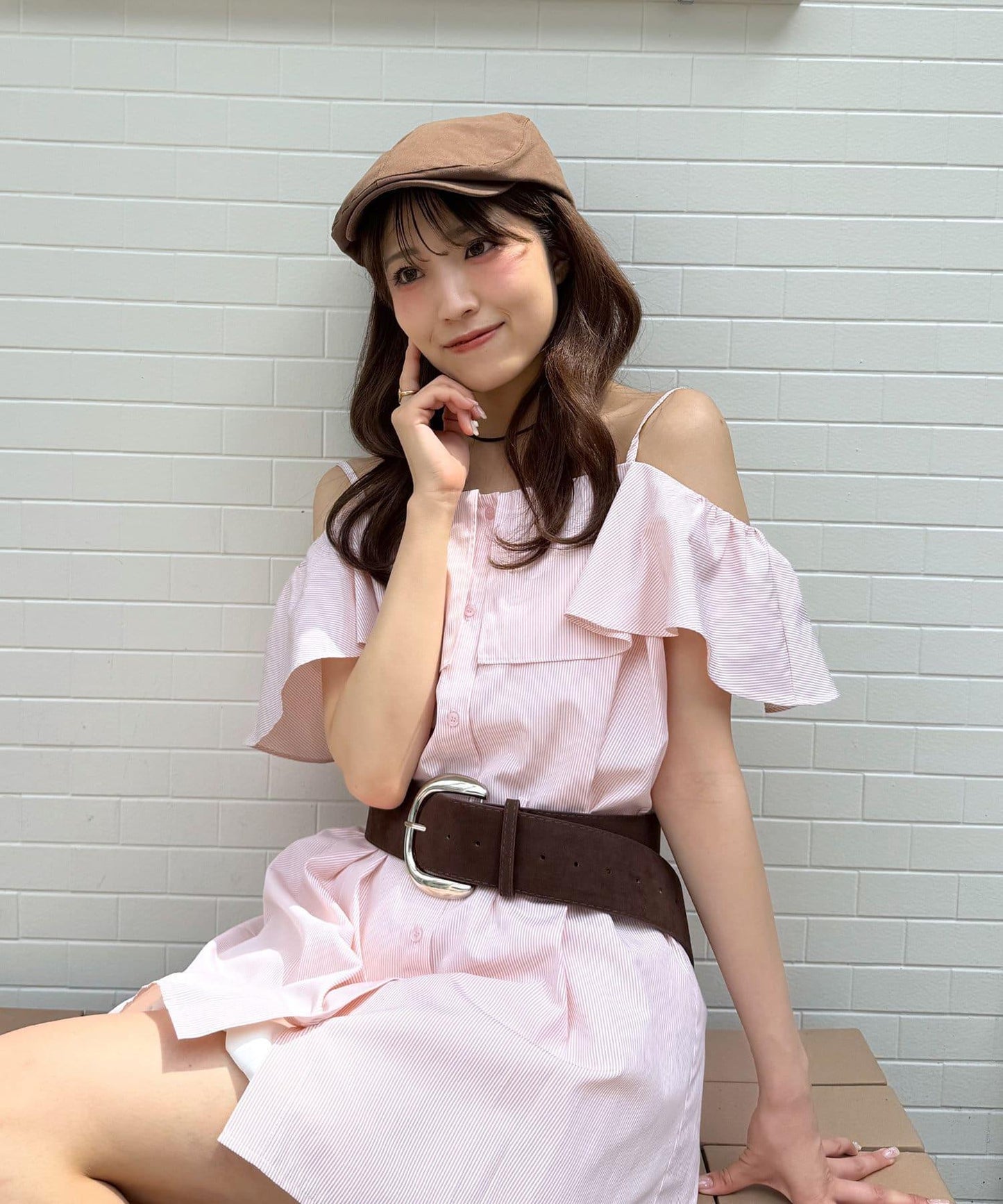 mline 露肩襯衫風 迷你連衣裙