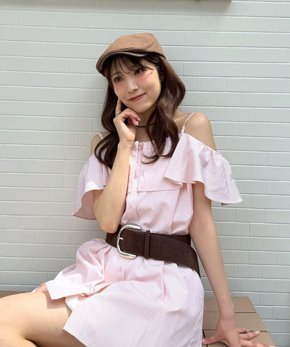 mline 露肩襯衫風 迷你連衣裙