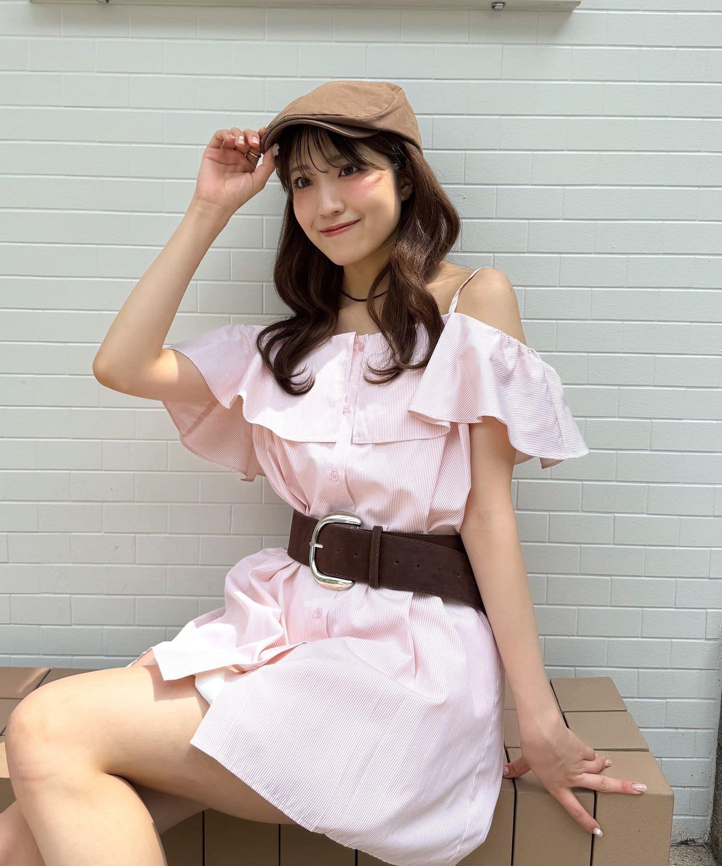 mline 露肩襯衫風 迷你連衣裙