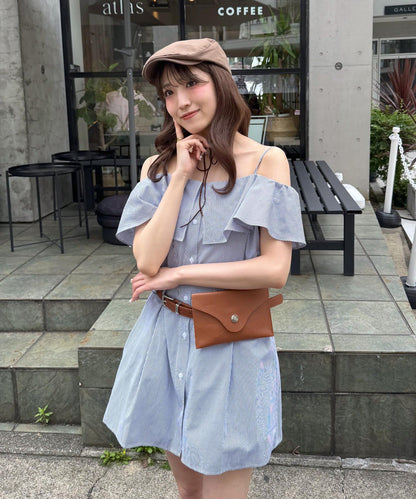 mline 露肩襯衫風 迷你連衣裙