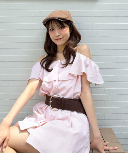 mline 露肩襯衫風 迷你連衣裙