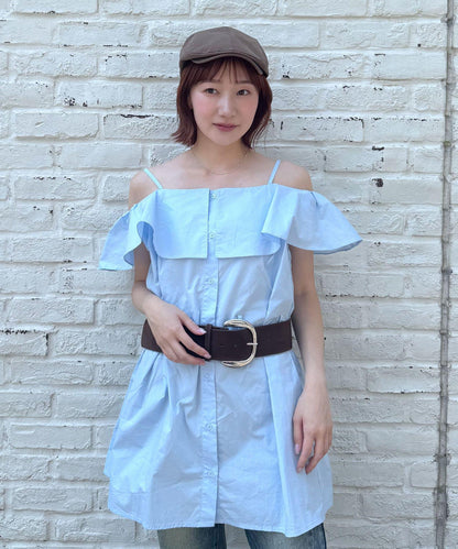 mline 露肩襯衫風 迷你連衣裙