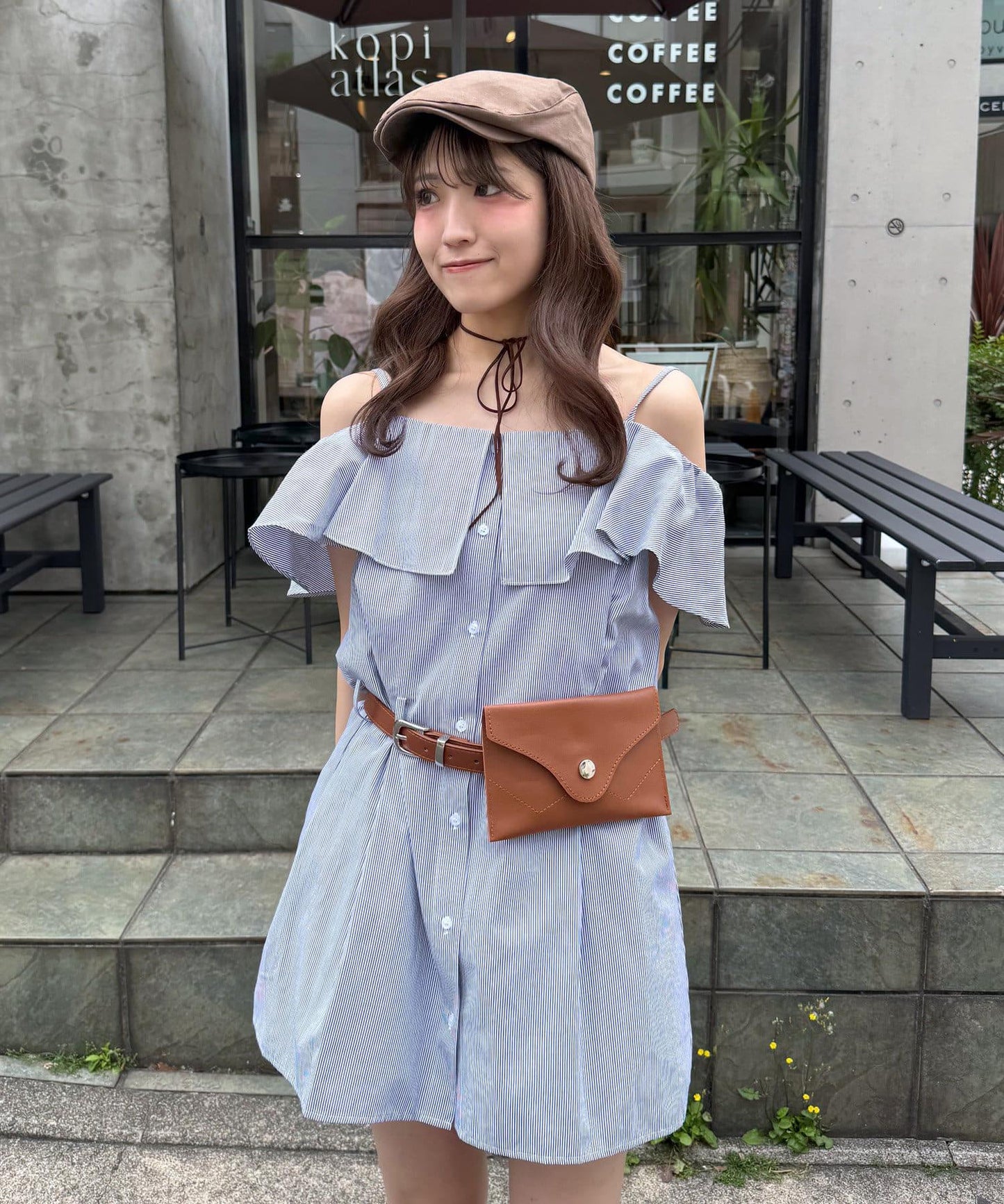 mline 露肩襯衫風 迷你連衣裙