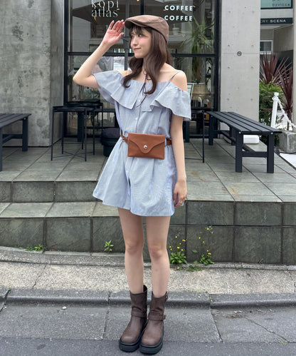 mline 露肩襯衫風 迷你連衣裙