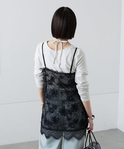 mystic 蕾絲V領 吊帶長款上衣