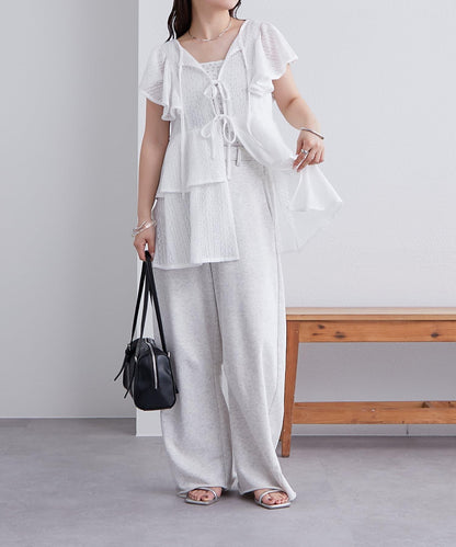 mystic 荷葉擺蝴蝶結長款上衣