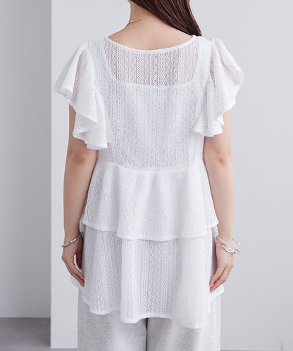 mystic 荷葉擺蝴蝶結長款上衣