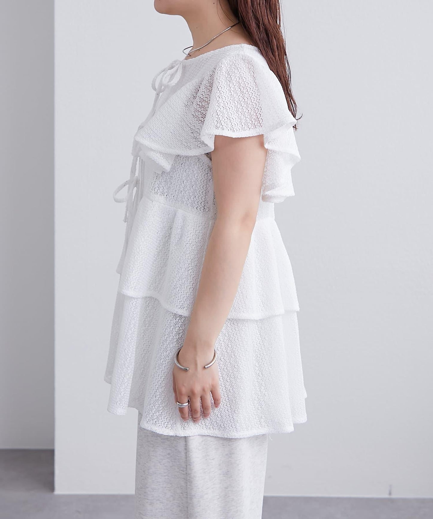 mystic 荷葉擺蝴蝶結長款上衣