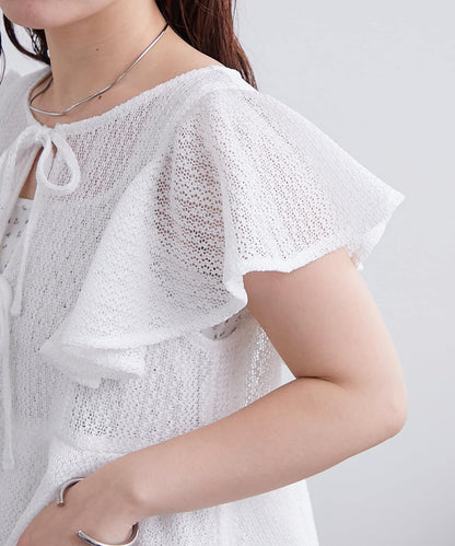 mystic 荷葉擺蝴蝶結長款上衣