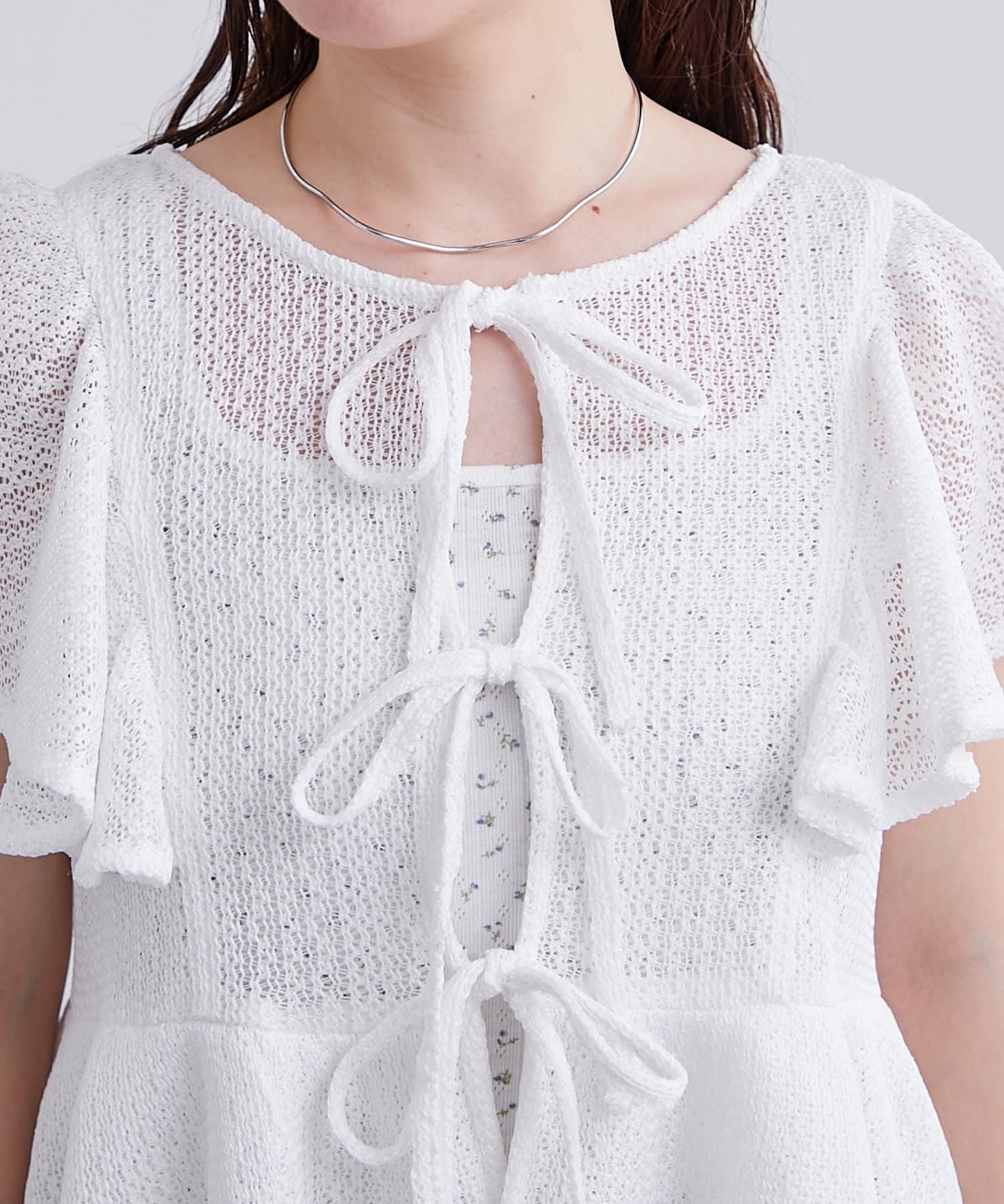 mystic 荷葉擺蝴蝶結長款上衣