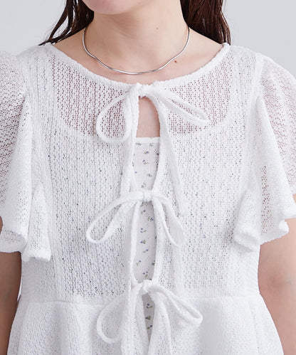 mystic 荷葉擺蝴蝶結長款上衣