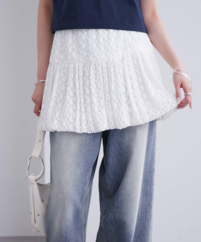 mystic 蕾絲泡泡設計 彈力面料 迷你半身裙