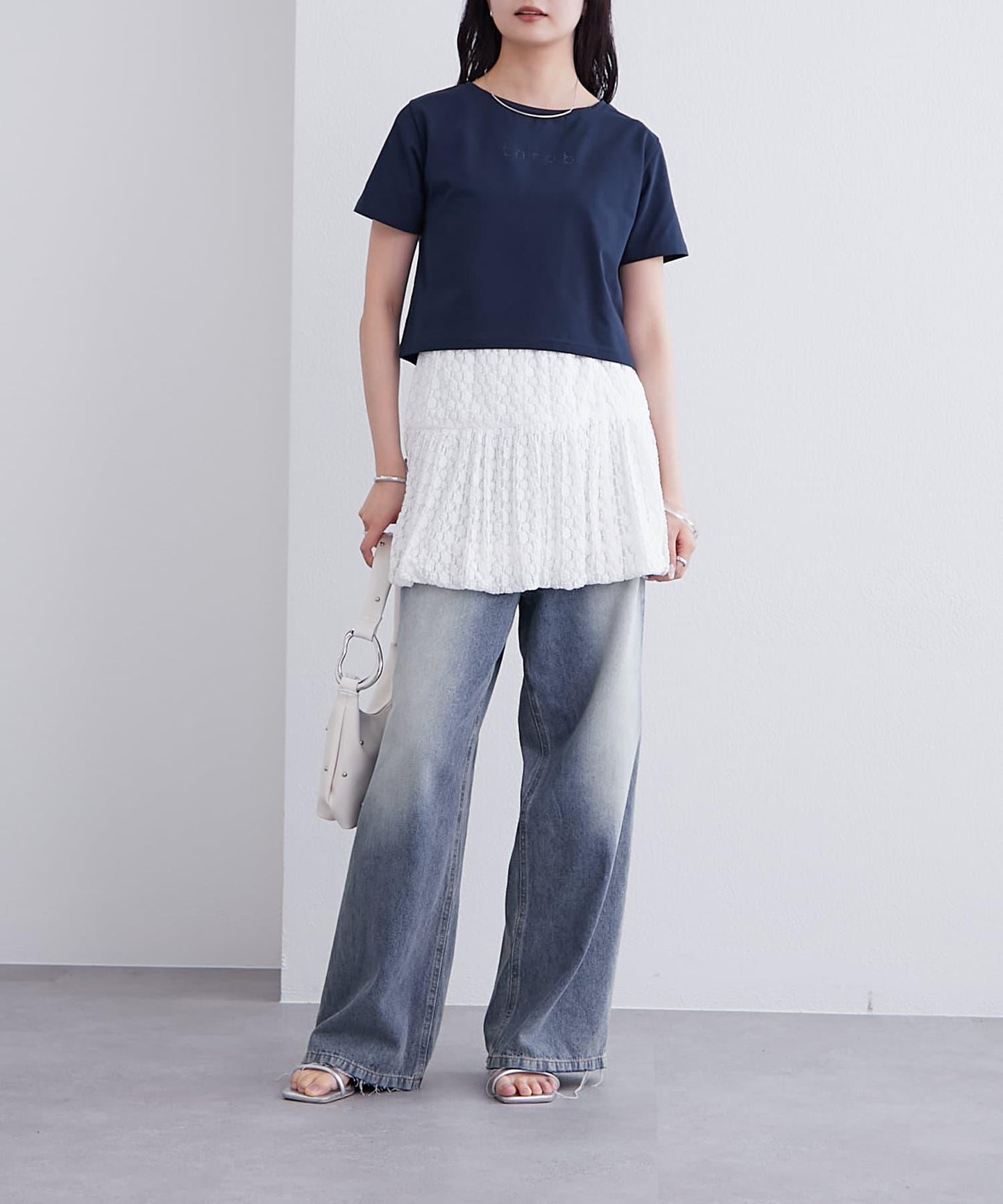 mystic 蕾絲泡泡設計 彈力面料 迷你半身裙