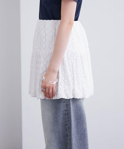 mystic 蕾絲泡泡設計 彈力面料 迷你半身裙