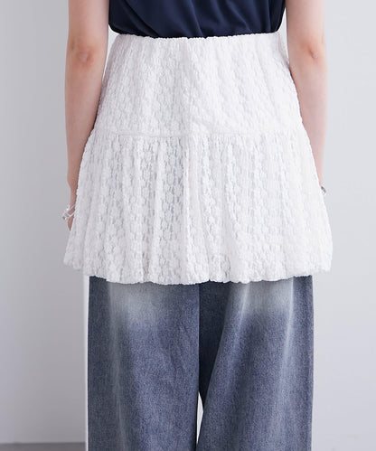 mystic 蕾絲泡泡設計 彈力面料 迷你半身裙