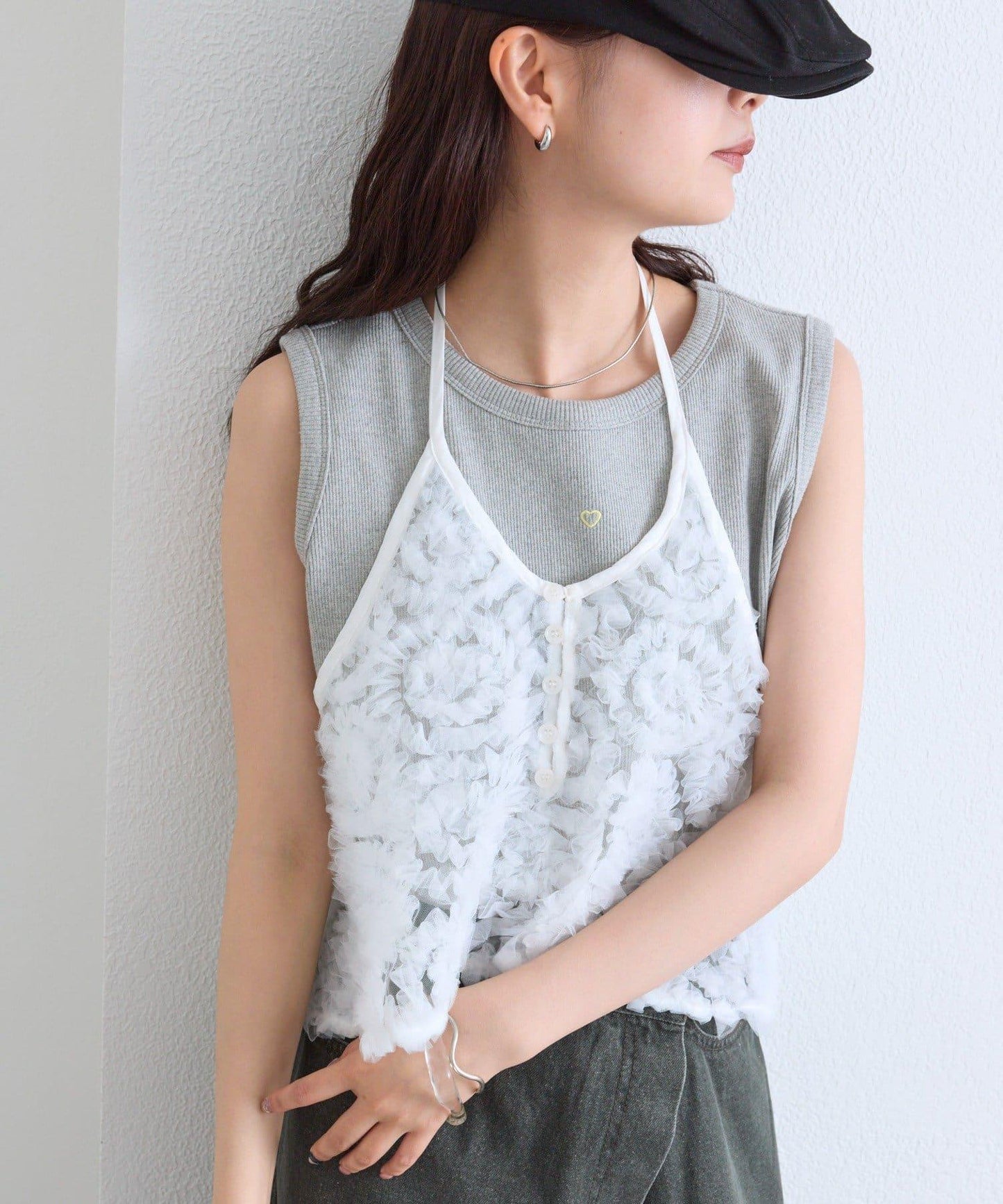 mystic 網紗花卉設計 束胸上衣