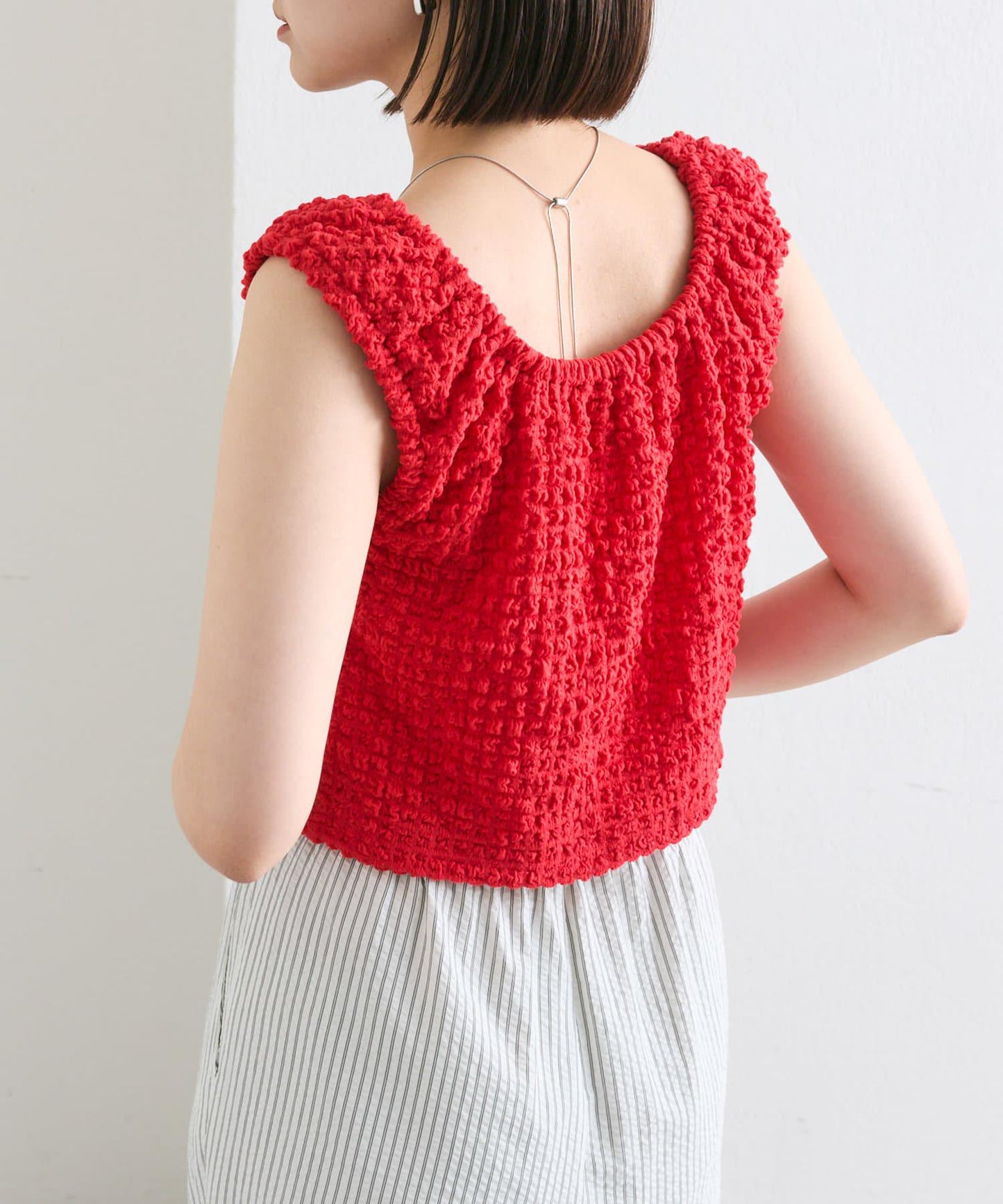 mystic 抽褶方領短款背心