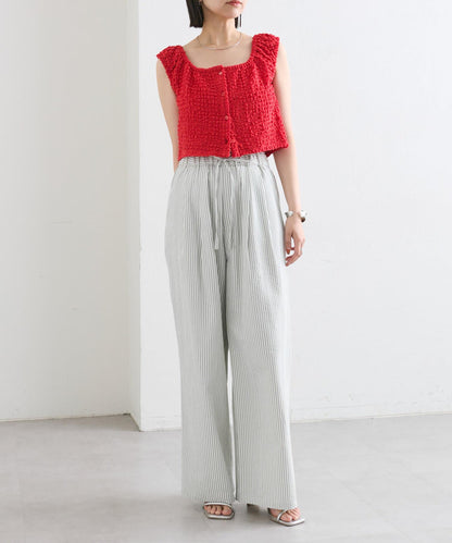 mystic 抽褶方領短款背心